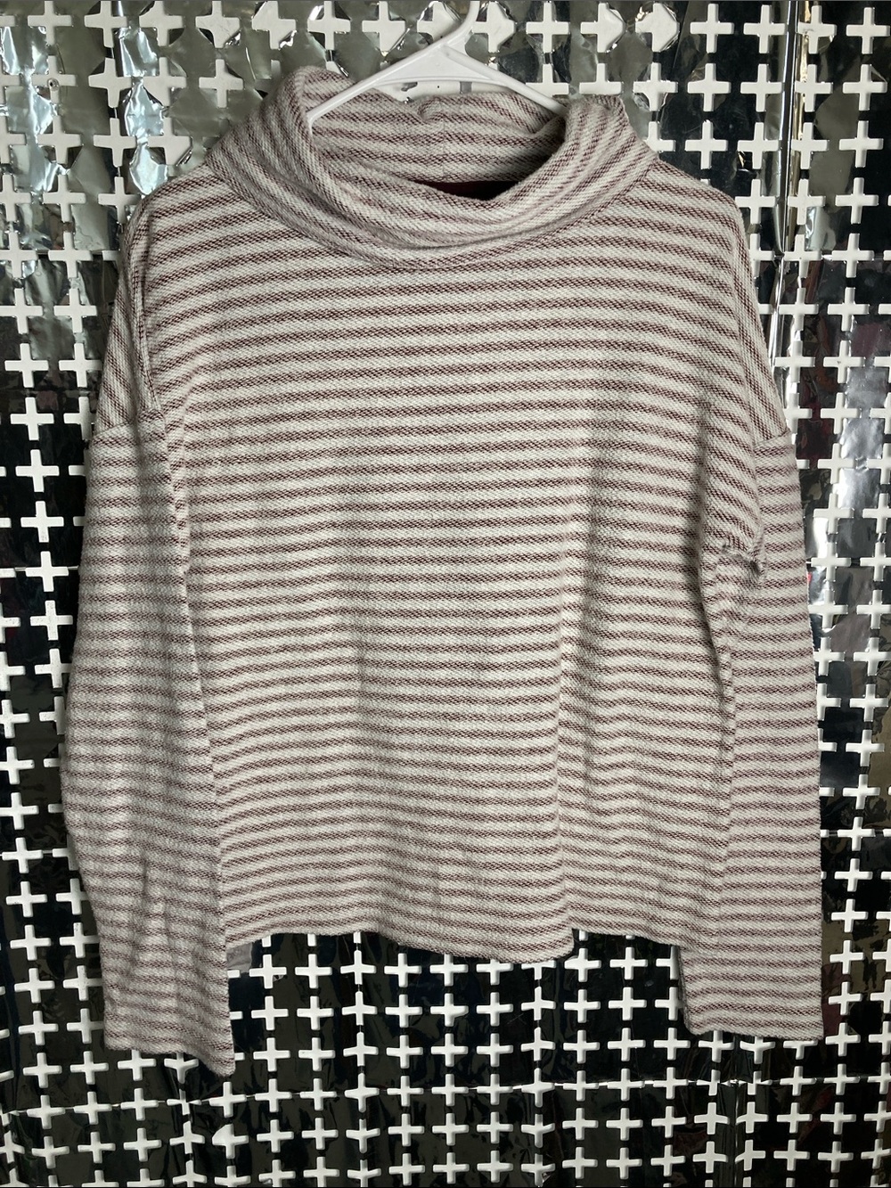 a new day Cream and Taupe Striped Cowl Neck Sweater